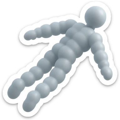 minimalist flying person made entirely of small white convex clouds, matte glass style, no background sticker