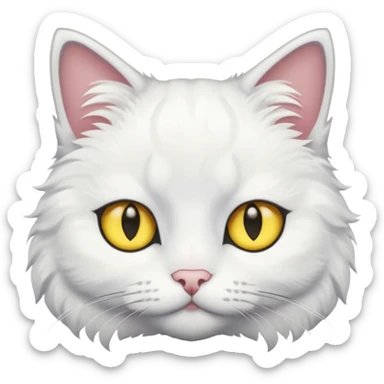 white cat with grey markings on face and yellow eyes sticker