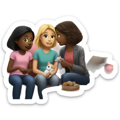 Two girls and a cat watching a movie in a house overlooking the Eiffel Tower sticker