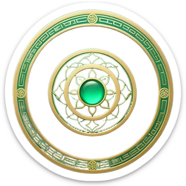 A soft emerald green book cover with golden details, featuring a Zen circle, a ray of light, or a lotus on the cover, radiating presence, tranquility, and spiritual awakening sticker