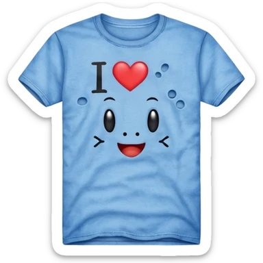 Blue shirt with the text I love krabby. And the shirt has holes sticker