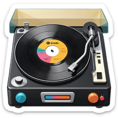 a record player spinning a 7" single sticker