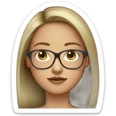 une fille avec de long cheveux noir lisse , et avec des lunette (en forme de carrer un peu déformé) assez grosse comparer a ça tête ,avec la couleur des yeux verts , et la peau assez clair sticker