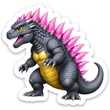 godzilla with pink crystal dorsal plates yellow eyes and grey skin sticker
