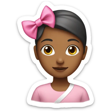 a girl with a little pink ribbon on her head sticker