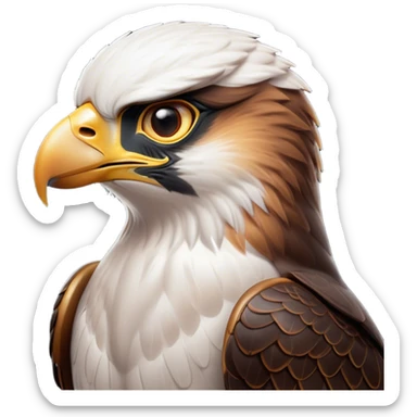 Cinematic Noble Falcon Portrait Emoji, Poised and majestic, with a streamlined, muscular build, a sharply hooked beak, and intense, piercing eyes that exude focus and speed, Simplified yet sharp and sophisticated features, highly detailed, glowing with a soft, amber radiance, high shine, intelligent and commanding, stylized with an air of aerial authority, focused and swift, soft glowing outline, capturing the essence of a watchful and confident falcon that appears ready to soar out of the screen with effortless power! sticker