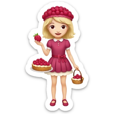 Raspberry torte human full body and legs girl with a raspberry barrette on her head sticker