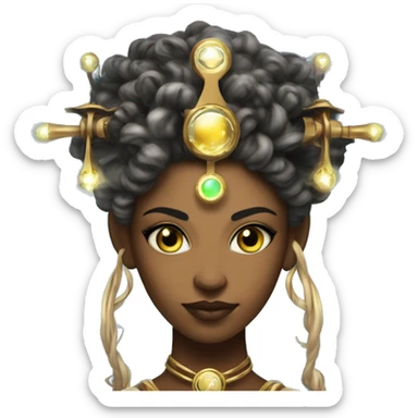 Technomancy Goddess is a mystical being who controls both magic and technology. She can cast spells on technological networks. Her powers blend the ancient art of magic with advanced cybernetics and technology. She can command machines sticker