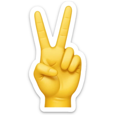Right yellow hand
Peace sign but with thumb extended out  sticker