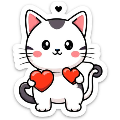Cat holding heart extremely cute sticker