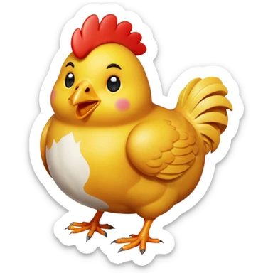 chicken 3d imoji transparen with wite color multipal  sticker