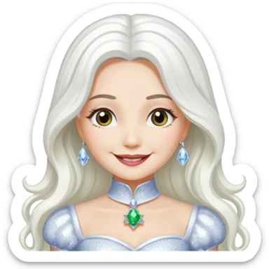The Good Witch from The Land of Oz with long white hair, white sequin outfit sticker