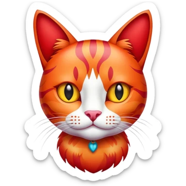 red colorful cat sticker