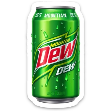 Draw a Mountain Dew can with green label & bold neon logo. sticker