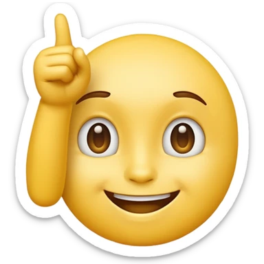 A normal smiling yellow emoji like the basic iPhone one's pointing to its head like it has a great idea sticker