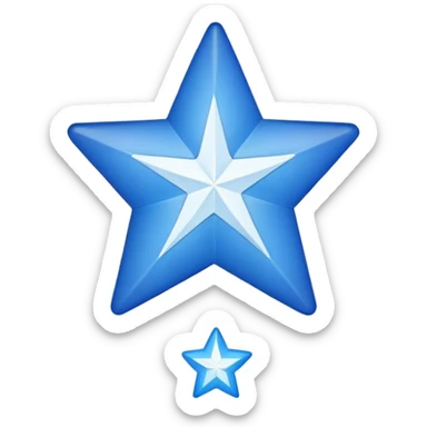 Create a blue star with white tick inside the star the star have eight smooth corner  sticker