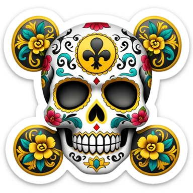 Sugar skull decorated with wu-tang clan logo sticker