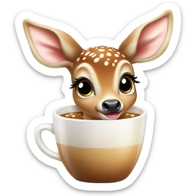 Baby deer drinking iced coffee sticker