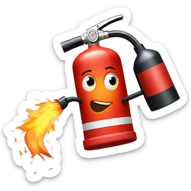 fire extinguisher sprying sticker