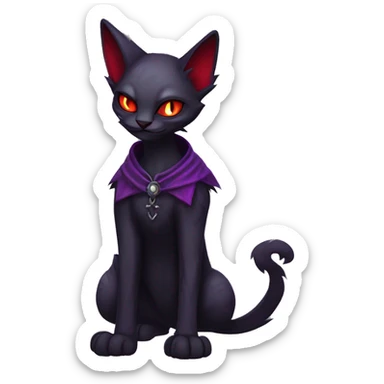 Vampiric dark edgy gothic cat fakemon with red purple edgy markings full body sticker