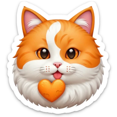 A cute circular cat blowing a smooch kiss with heart and little bite on the lower lip sticker