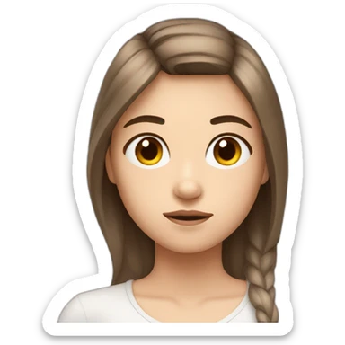 24 years old girl looking weary with white complexion and hair around armpit length with brown hair sticker