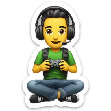 A gamer play with gamer setup sticker