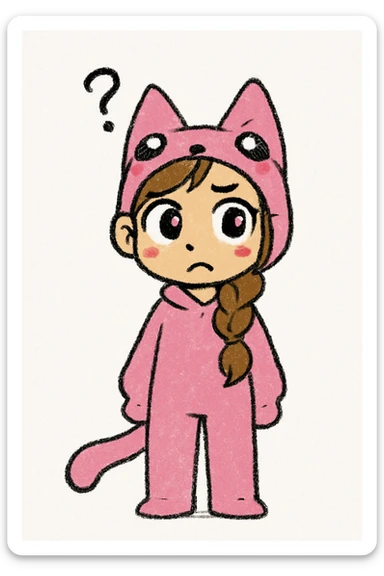 Keep the picture quality and style exactly the same as the reference image. Change the character's expression to confused, maintaining the original style and details. sticker