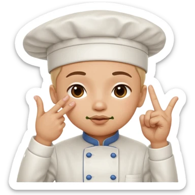 A hand making the chef’s kiss gesture: fingers pinched together, thumb and fingertips touching, as if saying ‘perfection’ or ‘delicious sticker