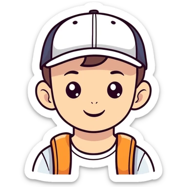 Kid wearing a cap sticker