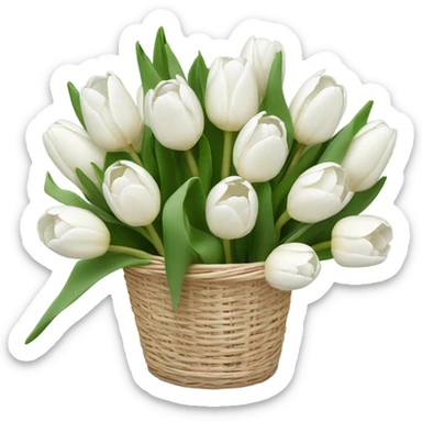 White tulips bouquet in baske sticker