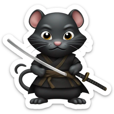 ninja black rat with katana sticker