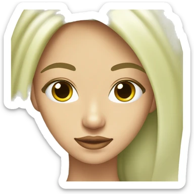 Chica de cabello rubio liso blanca con un top rosa ojos verdes  sticker