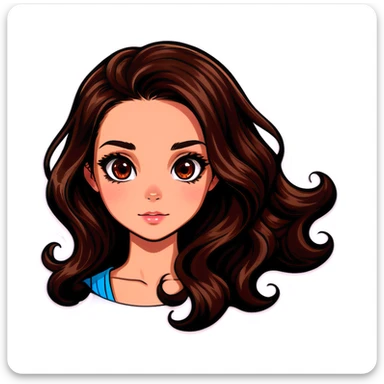 girl brunette wavy hair brown eyes sticker
