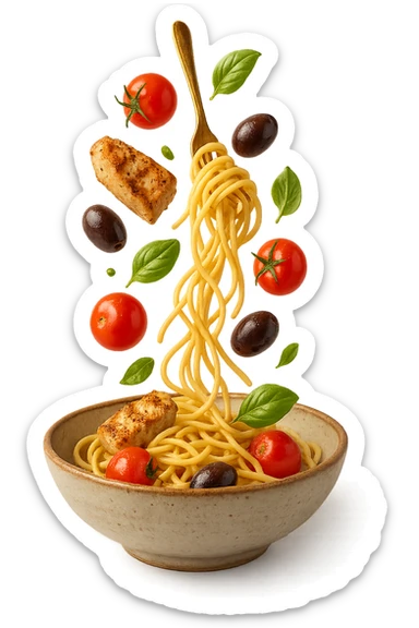 bowl in cui cade cibo da ristorante, iperrealistico 4k sticker