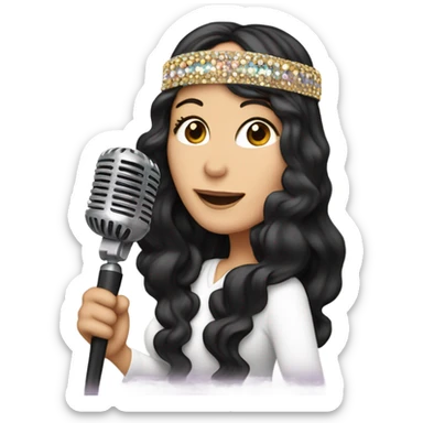 CHER in her 60’s headband singing with a microphone  sticker