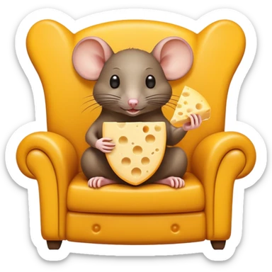 Rat in a lounge chair with a cheese sticker
