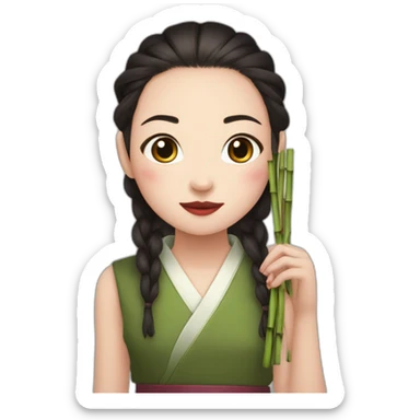 Petite Nezuko avec un bambou dans sa bouche sticker