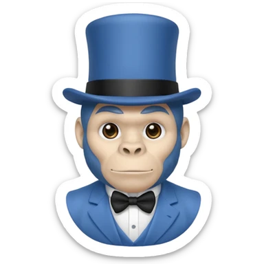 A gorilla tag guy from gorilla tag that’s blue and has the top hat sticker