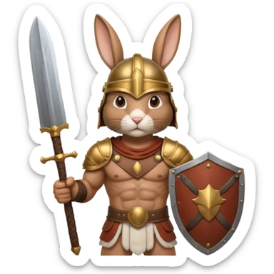 a rabbit Roman Gladiator, half upper body sticker