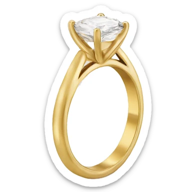 One Cushion cut diamond ring with gold band  sticker