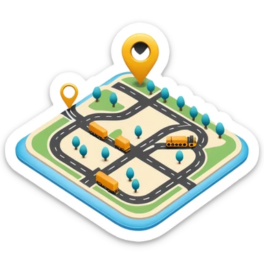 create a realistic emoji showing a map with a route for a logistic company sticker