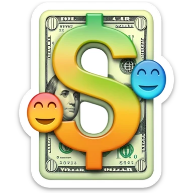 create an emoji with the name NELSONCASH with a coloured gradient on a dollar sign on it sticker