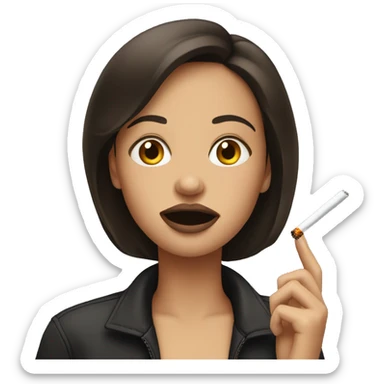 a brunette girl with a cigarette in her mouth sticker