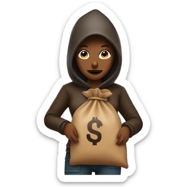 Robber with a brown money bag 💰 hanging backwards of her shoulder sticker
