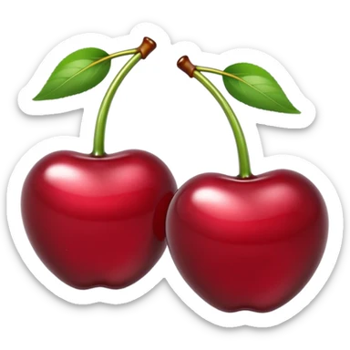 A pair of cherries emoji made of liquid silver chrome, smooth rounded shapes, glossy metallic surface, subtle sensual vibe, luxury sexy aesthetic, iOS emoji style, centered, clean white background sticker