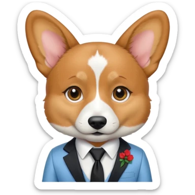 perrita caricatura gorgi gales ejecutiva con ropa celeste claro y corbata negra  sticker