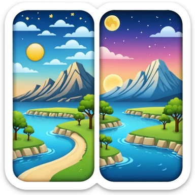 Day & Night in a single picture half night half day sticker