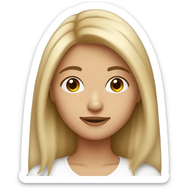 una chica de tés blanca y pelo lacio color castaño claro  sticker