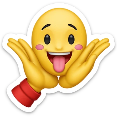 Make an emoji with the tongue out and hands to the side  sticker